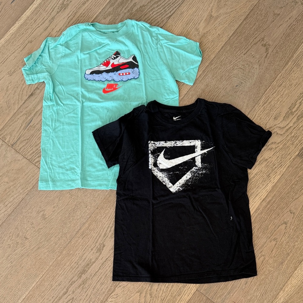Nike Kids Short-Sleeve Tees - Mint & Black Graphic Pair